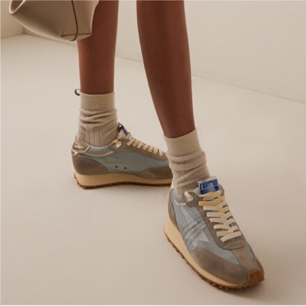 Golden Goose Marathon Sneaker Light Blue/Gray Suede/Silver sz 36 New in Box